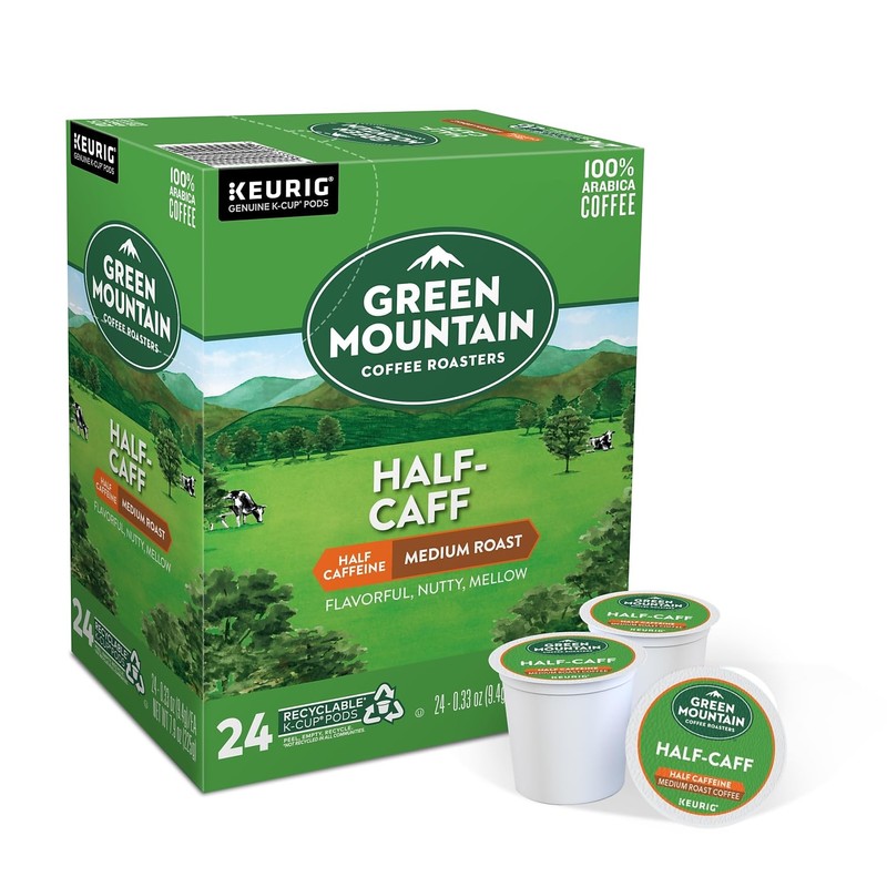 Green Mountain Coffee Roasters Half Caff, Single-Serve Keurig K-Cup Pods,
