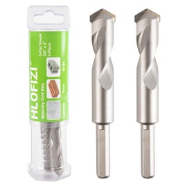 HLOFIZI 5/8" x 6" Masonry Drill Bits 5/8 inch Concrete Hammer Drill Bits Carbide Tipped, for Cement, Brick, Stone, 2 Pack