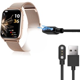 Blueshaweu Charging Cable Compatible with SLOKSFil Smartwatch Women's 1.83 Inch G91, Cable Charger Charging Station Compatible with Loekneue G91 / SLOKSFil G91 Smartwatch (Black)