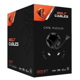 WOLF CABLES | Heavy-Duty CAT6 Plenum Cable 1000ft | UTP, 23AWG, 550MHz | DSX-8000 Certified | Stable & Remarkable Performance (Black)