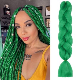 ShowJarlly Braids Extensions Ombre Jumbo Braids Synthetic Hair for Braiding 24 Inch Hair Braiding Extensions 1 Piece for Hair for Braiding Box Braid for Braiding Braids (Dark Green#)