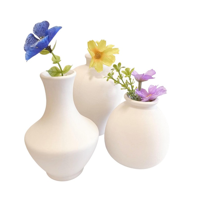 Daittin 3-Piece Mini Ceramic Bud Vases Set - Small White