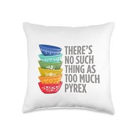 Funny Pyrex Collector, Vintage Kitchen Mixing Bowls Throw Pillow
