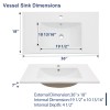 Sarlai 36-Inch Modern Drop-In Vanity Easy Clean Bathroom Sinks Ceramic