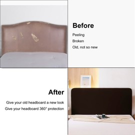 WOMACO Stretch Bed Headboard Slipcover 180 GSM Thick Fabric Solid Color Dustproof Bed Head Protector Cover for Bedroom Décor (Dark Coffee, 47-55")