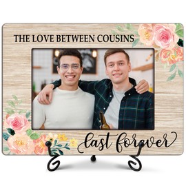 Cousin Gifts for Women Men, Cousins Picture Frame, The Love Between Cousins Lasts Forever Photo Frame for 4x6 Photo, Birthday Christmas Gifts for Cousins, Wooden Picture Frames for Desk Decor-A23