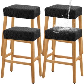 YISUN Stool Cover Rectangle 4 PCS, Stretch Waterproof Polar Fleece Bar Stool Seat Cover, Counter Saddle Stool Cover for Kitchen Island Chairs Wooden Metal Bar Stools