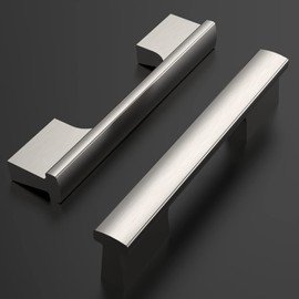 Amerdeco Pack of 10 Furniture Handles, Brushed Nickel, 96 mm Hole Spacing, Aluminium Alloy Drawer Handles & Cabinet Handles for Kitchen Cabinets & Wardrobes UK0048