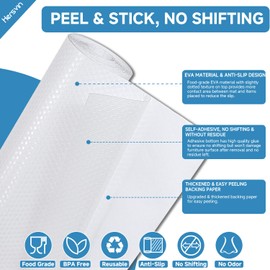 Hersvin Shelf Liners 14 in x 20 ft Self-Adhesive EVA Drawer Mats, Cupboard Protector, Kitchen Cabinet Lining Fridge Liner (Clear Flat Dot, 35.6x610cm)