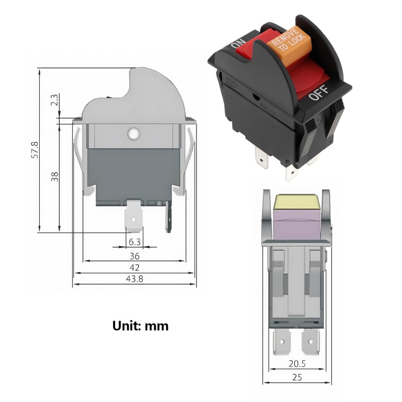 ECSiNG 2pcs SW7A Table Saw On-Off Toggle Switch 12A/20A 250V