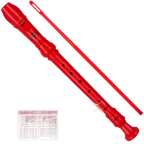 Eastrock Recorder Instrument German Style Soprano Recorder Red 3 Pieces