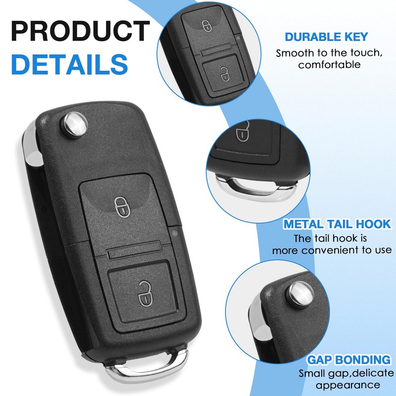 2 Button Key Shell Compatible with VW MK4 Bora Golf