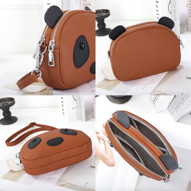 Yocipa Cute Panda Genuine Leather Shoulder Bag, Women's, Smaller, Crossbody