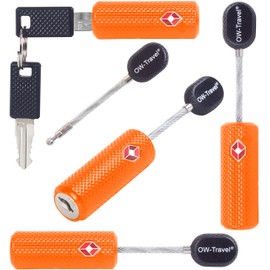 Cable Lock with Key (4) OW-Travel Suitcase Lock Padlock Luggage Lock Security Lock Key Lock TSA Lock Cable USA Lock for Travel Suitcase Locker Backpack (Orange)