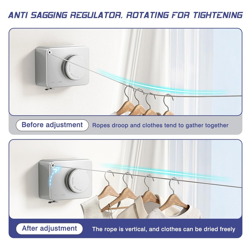 Extendable Washing Line, 5.1 Metre Clothesline, Extendable Wall, Extendable Washing