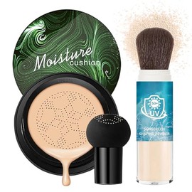 Set Maquillaje Facial Base Crema Cojín Aire Mushroom Head Polvos Sueltos Ligeros Grasos Líquida Cobertura Total Hidratante Duradera