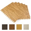 Ash Printed Wood Grain Interlocking Anti-Fatigue Puzzle Floor Tiles Mats
