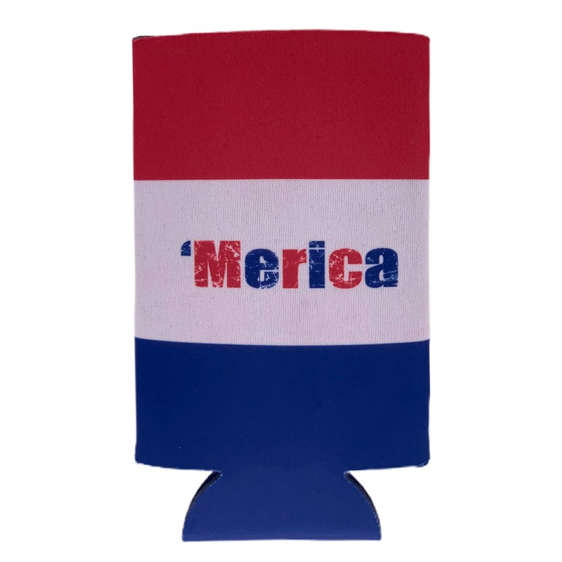 Merica Striped Pattern 16 oz. Can Coolie