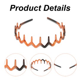 2 Pcs Zig Zag Plastic Headband for Women, Non-Slip 90s Zig Zag Wavy Headband, Plastic Shark Tooth Headbands, Unisex Hair Ties Accessories (Red Tortoise Shell)