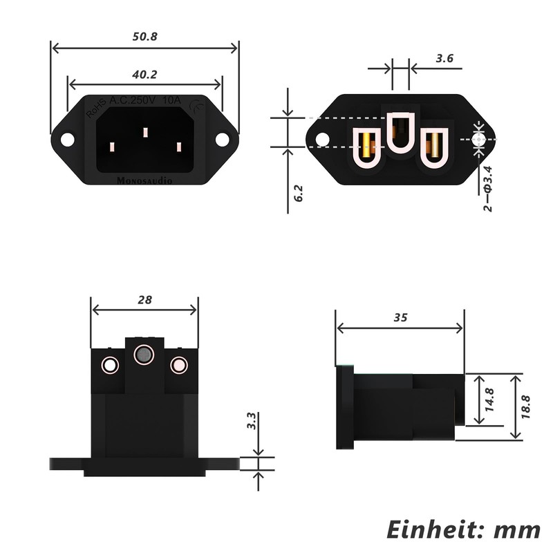 Monosaudio IB70(C) Pure Copper IEC Socket AC 10A 250V Audiophile