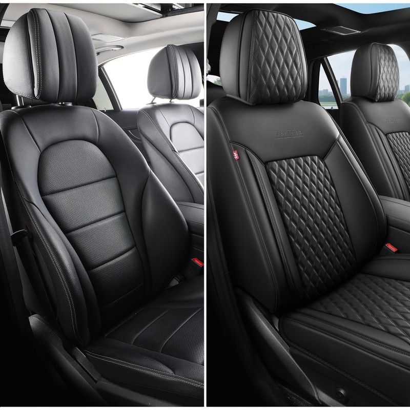 ZenRide Front Car Seat Covers 2PCS,3D Design Nappa Leather Waterproof