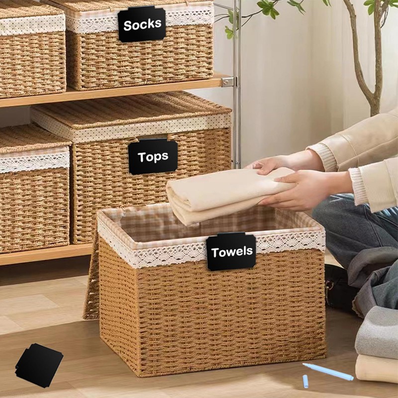 Basket Labels Clip Set - 12 Removable PVC Bin Label