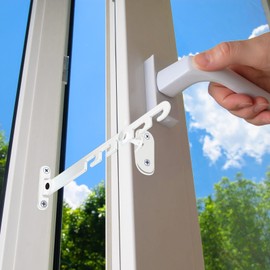 Window Locks Child Safety Cat Window Guard Security Bars Flat Cats Window Protection Latch Child Patio Bedroom Door Stay Hold Open Baby Proof Cupboard Locks Window Restrictors for Upvc (16.5cm White)