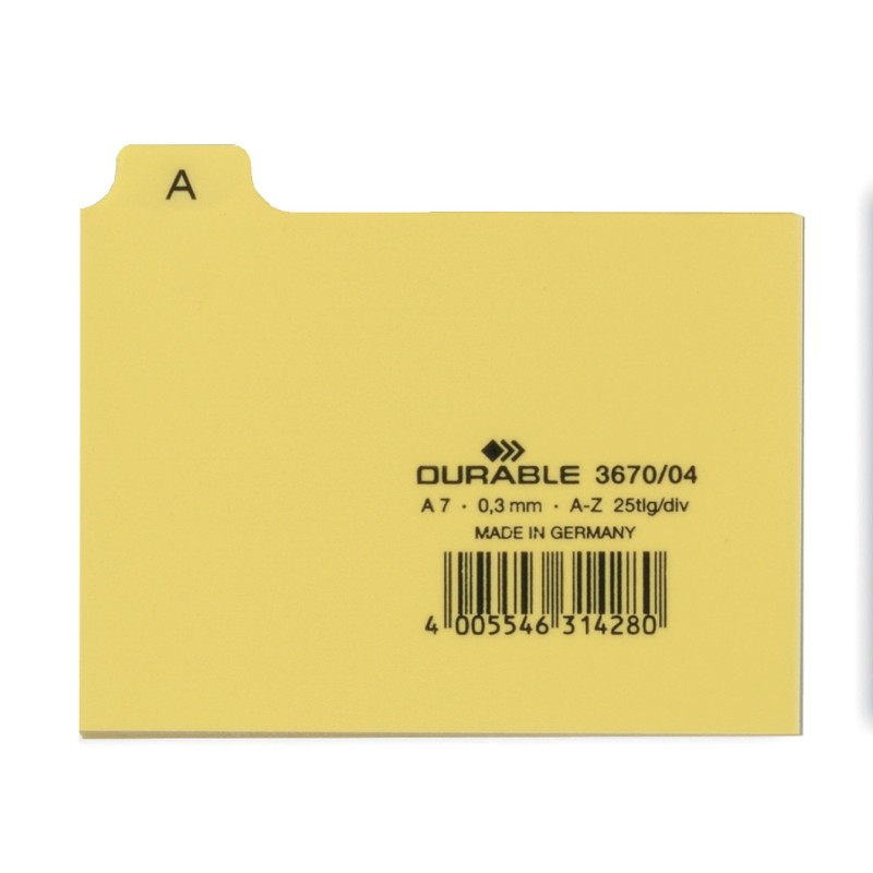 Durable 367004 25 Piece A7 Index Card Set with Printed