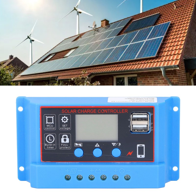Solar Panel Charge Controller LCD Display PWM Photovoltaic Charging Regulator