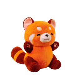 Tikwisdom Stuffed Animals-Little Raccoon, Raccoon Doll, Plush Bear, Orange Raccoon Plush Toy, Jungle Theme, Decorative, Cuddle, Gift for Boys and Girls, H 23cm