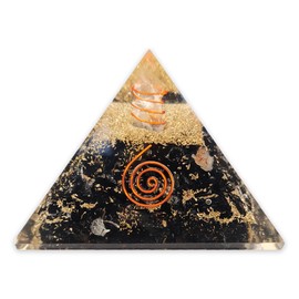 LAMARE Black Tourmaline Orgonite Pyramid - Energy Protection and Harmony in a Powerful Amulet - Protection from Negative Energy - Balanced Environment - 3 Inches (76 mm Approx)