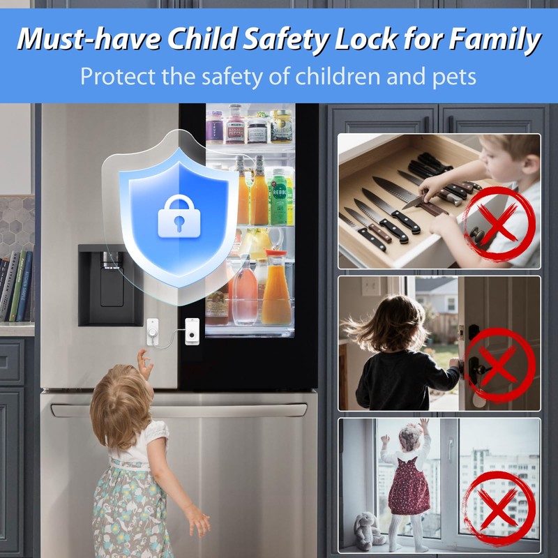 Keylesslife Fingerprint Fridge Lock,Child Proof Refrigerator Lock for Kids with