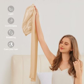 Silk Satin Bonnet for Sleeping, Sleep Cap with Elastic Tie, Curly Hair Wrap Cap for Women, Silky Night Accessories (Black Gold)