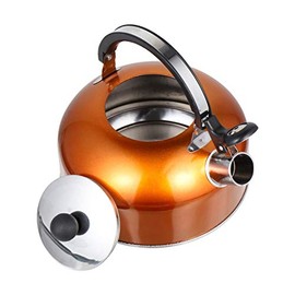 Cabilock Stainless Steel Tea Kettle Stovetop Whistling Teakettle Teapot with Handle Pour Over Coffee Kettle for Home Restaurant Hotel Orange