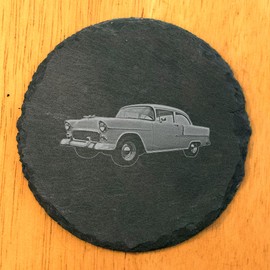 Cruise in Chrome: 1955 Bel Air Coasters for Classic Car Fans - Round Slate - set of 8