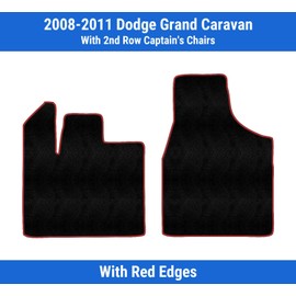 Red Edge Custom Fit Front Carpet Floor Mats, Black, Compatible with Dodge Grand Caravan with 2nd Row Captain's Chairs 2011 2010 2009 2008