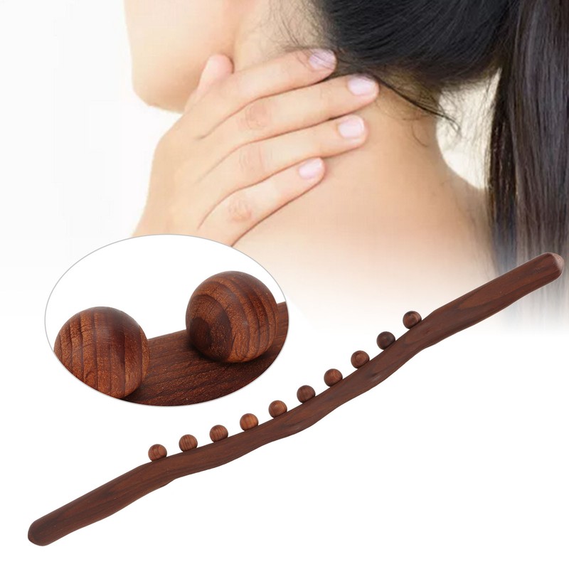 Wooden Scraping Stick Cellulite Removal Lymphatic Drainage 10 Beads Gua