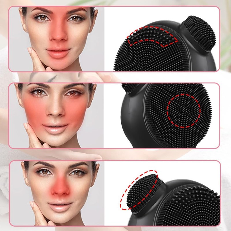 Cepillo Limpiador Facial de Silicona con Luz Roja/Azul – Fokoo