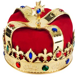 Funny Party Hats Royal King Crown - Corona de rey real - Disfraz con joyas de colores, talla única, 1 corona Royal King, Talla única