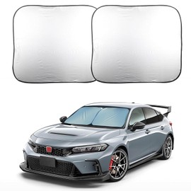 EcoNour Premium Protector Solar para Automóvil con Tabla de Tamaños Fácil de Leer, Universalmente Compatible con Auto, SUV, Van, Camión. Material de Nylon 210T Pequeño 59.7 x 73.7 centímetros