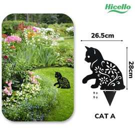 Hicello Metal Black Cat Family Garden Outdoor Ornaments, Animal Garden Decorative Skates, Metal Garden Art, Ornamental Gardening Sculpture, Lawn Art Decor