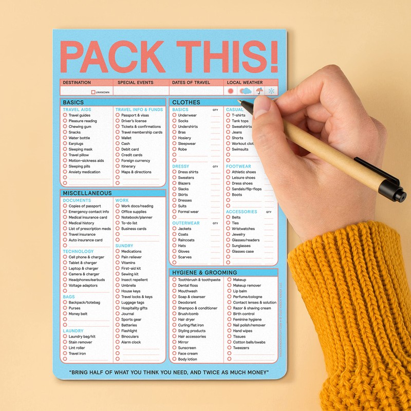 Knock Knock Pack This Pad (Pastel Version) - Packing List