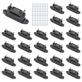 Electric Fence Tape Clamp Tensioner Insulator,Plastic Polytape Corner Wood Post Nail Holding Electric Fence Insulators with Screw for Livestock,Garden, Farm,Black (25)