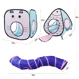 Cat Tunnel,Cat Toy Tunnel and Cubes Bundle - Interactive Crinkle Collapsible Cat Tube and Foldable Cubes Playground for Kitty, Rabbit, Puppy, Ferret Hiding Hunting and Resting