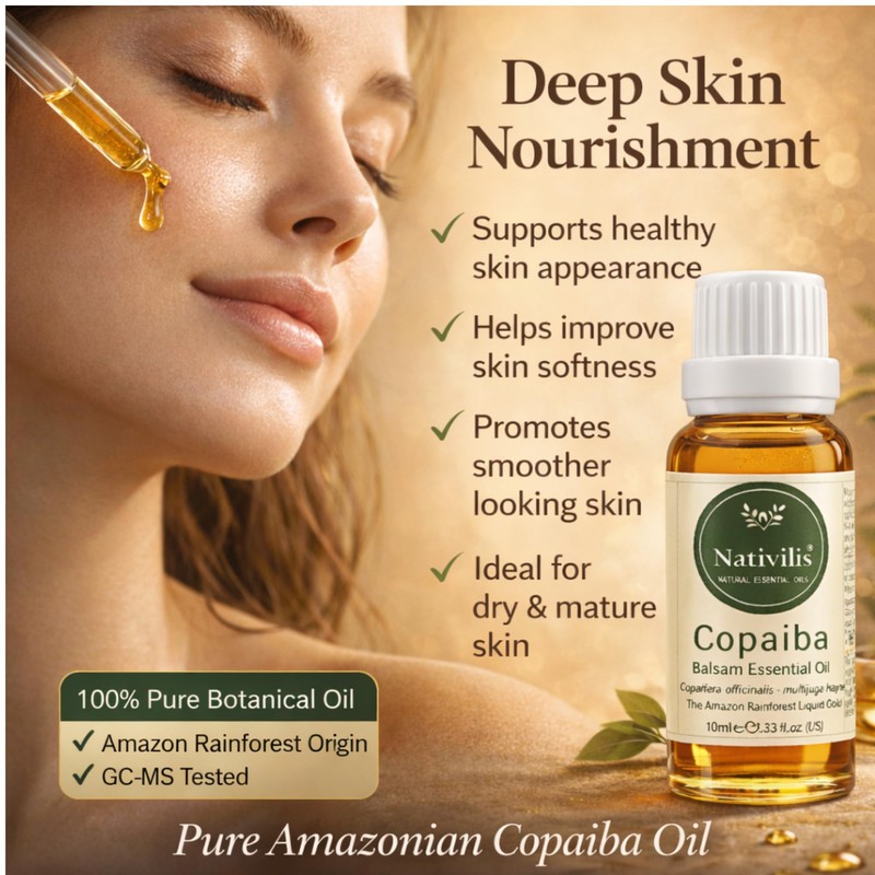 Nativilis Copaiba Balsam Essential Oil (10ml) - 100% Natural (Copaifera