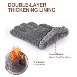 FORVEVO Gloves Men Women Winter Gloves Touchscreen Thermal Knitted Gloves with Fleece Lining for Outdoor Use (Grey), darkgray