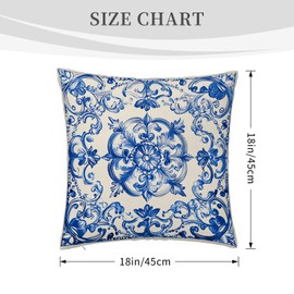 HIKENVIU Blue Throw Pillow Covers 18x18 Inches, Chinoiserie Pillow Cover for Sofa Bed Chair Office Bedroom Livingroom Couch Chinoiserie Decor, Set of 4 Farmhouse Cushion Cover
