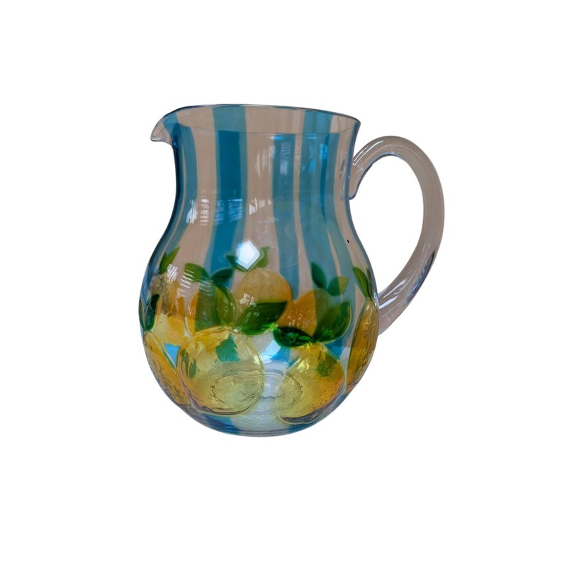 Plastic Lemon Theme Beverage Jug Pitcher 2 Quarts Light Pink