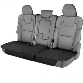 Motor Trend Faux Leather Padded Rear Bench Car Seat Cover With Storage Pockets