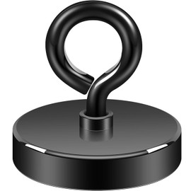 Neosmuk Black Fishing Magnet, 3.0 inches 800lb Strong Magnets Heavy Duty with Eyebolt, Super Neodymium High Power Magnet with Handle for Lifting and Pick up